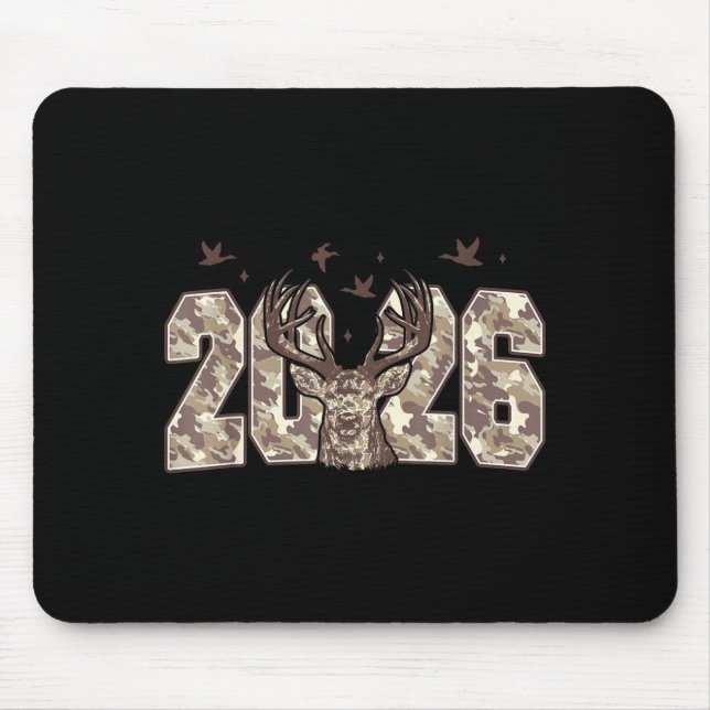 Happy New Year 2026 Deer Buck Hunting Camo Camoufl Mouse Pad (Front)