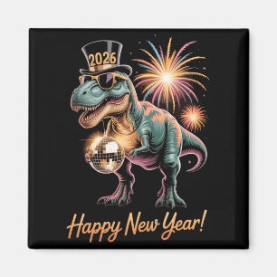 Happy New Year 2026 Dinosaur Funny Dino Tee For Ad Magnet