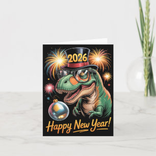 Happy New Year 2026 Dinosaur Funny T-rex Tee For K Card