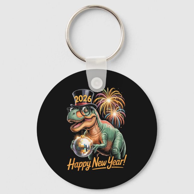 Happy New Year 2026 Dinosaur Funny T-rex Tee For K Key Ring (Front)