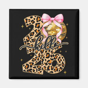 Happy New Year 2026 Disco Ball Bow New Year's Eve Magnet