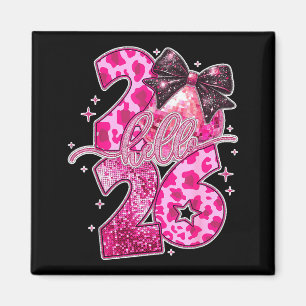 Happy New Year 2026 Disco Ball Bow New Year's Eve Magnet