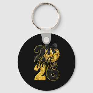 Happy New Year 2026 Disco Ball Bow New Years Eve P Key Ring