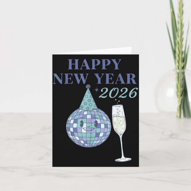 Happy New Year 2026 Disco Ball Celebration  Card (Front)