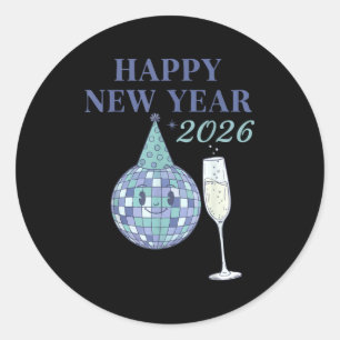 Happy New Year 2026 Disco Ball Celebration Classic Round Sticker