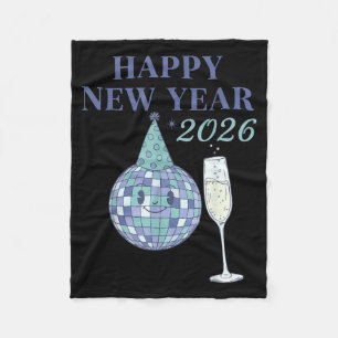 Happy New Year 2026 Disco Ball Celebration  Fleece Blanket