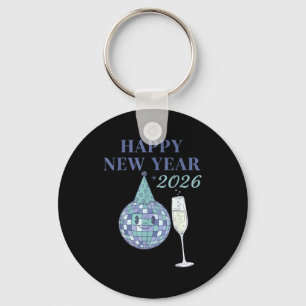 Happy New Year 2026 Disco Ball Celebration  Key Ring