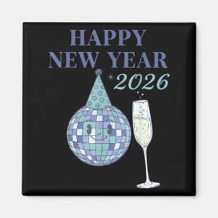 Happy New Year 2026 Disco Ball Celebration  Magnet