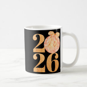 Happy New Year 2026 Disco Ball Coquette Bow New Ye Coffee Mug