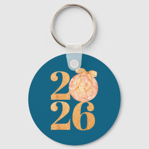 Happy New Year 2026 Disco Ball Coquette Bow New Ye Key Ring