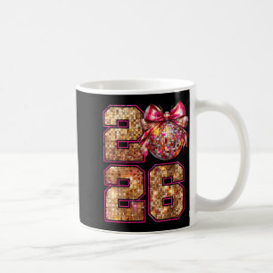 Happy New Year 2026 Disco Ball Nk Coquette Bow Fam Coffee Mug