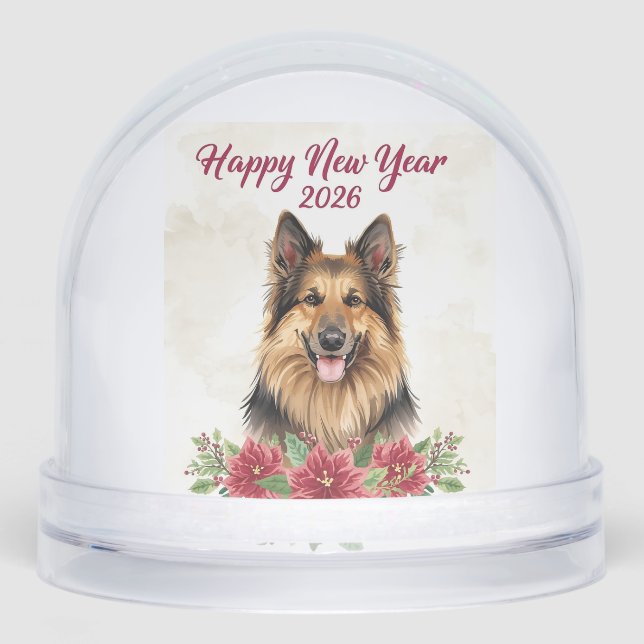Happy New Year 2026 Dog Snow globe Gift (Front)