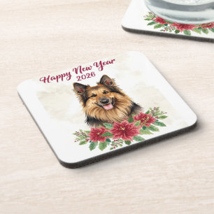 Happy New Year 2026 Dog Theme Coasters