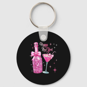 Happy New Year 2026 Elegant Champagne Celebration Key Ring