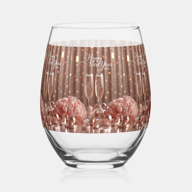happy new year 2026 elegant wine glass (Front)