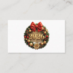 happy new year 2026 elegant wreath business card