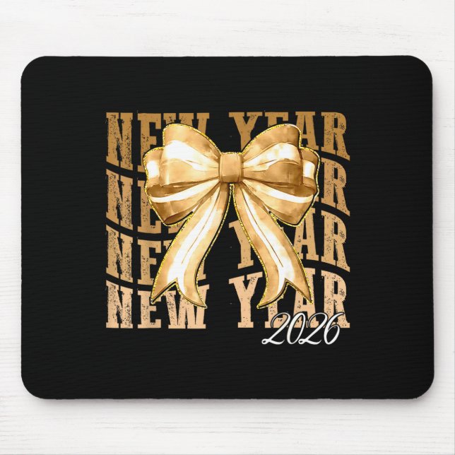 Happy New Year 2026 Eve Coquette Party Golden Fami Mouse Pad (Front)