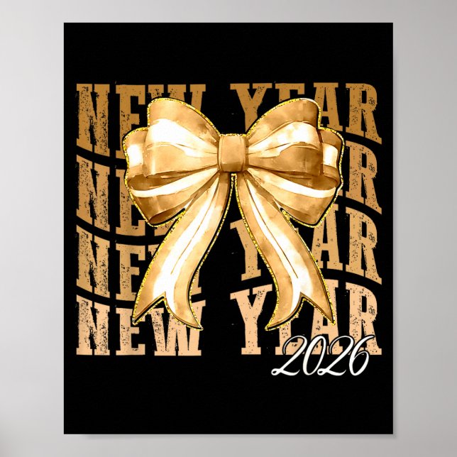Happy New Year 2026 Eve Coquette Party Golden Fami Poster (Front)