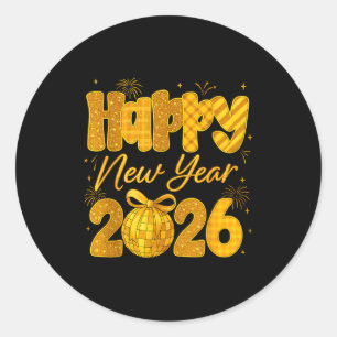 Happy New Year 2026 Eve Party Gold Family Matching Classic Round Sticker
