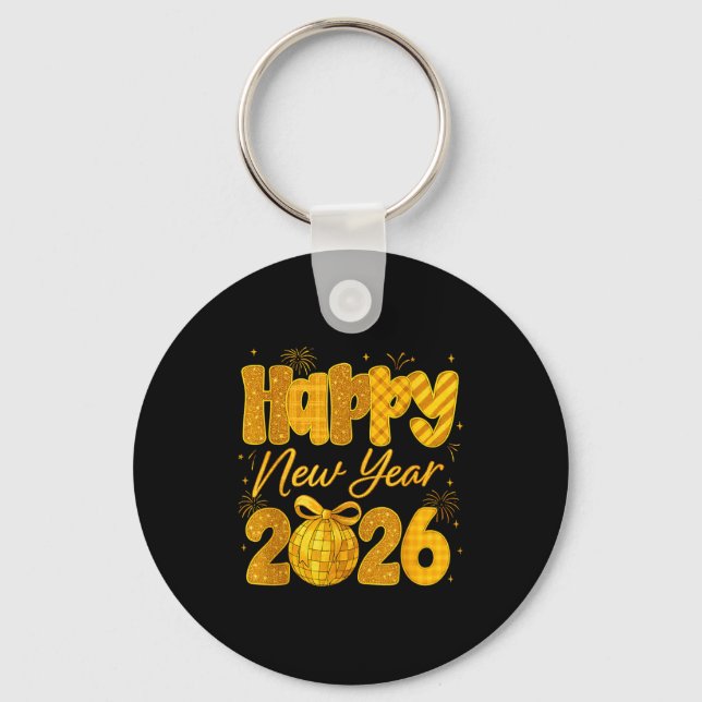 Happy New Year 2026 Eve Party Gold Family Matching Key Ring (Front)