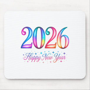 Happy New Year 2026 Family Colorful Retro Celebrat Mouse Pad