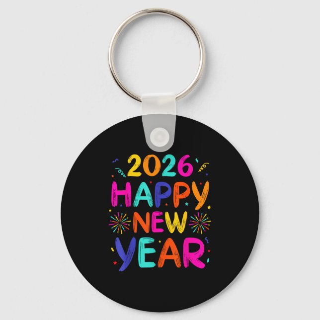 Happy New Year 2026 Family Matching Celebration Pa Key Ring (Front)