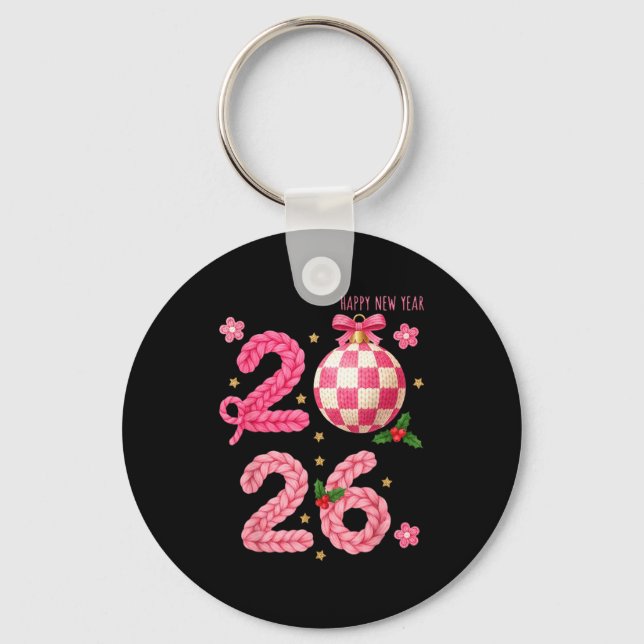 Happy New Year 2026 Family Matching Crochet Men Wo Key Ring (Front)