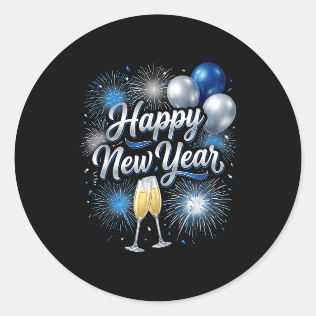 Happy New Year 2026 Family Matching New Year Eve P Classic Round Sticker (Front)