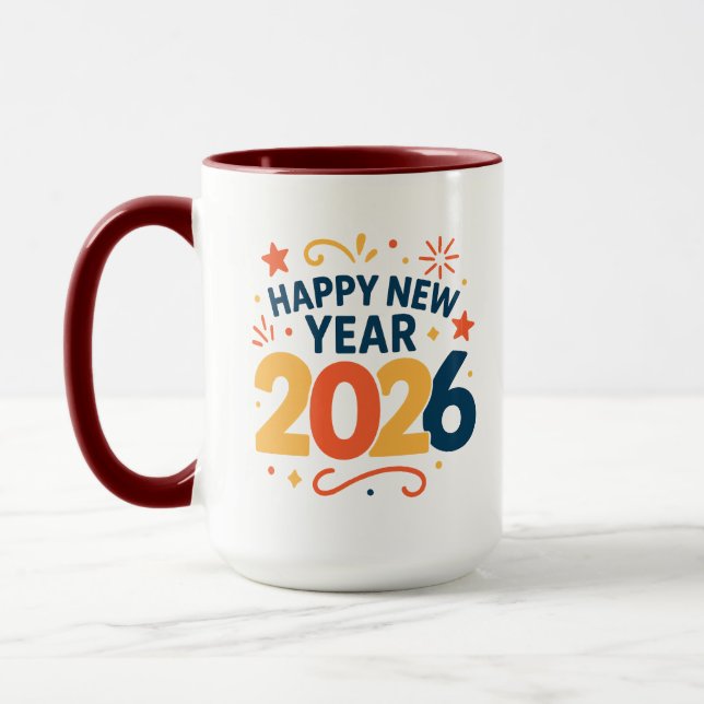 Happy New Year 2026 Festive Colorful Combo Mug (Left)