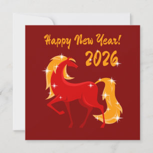 Happy New Year 2026 Fire Horse Chinese Zodiac Card