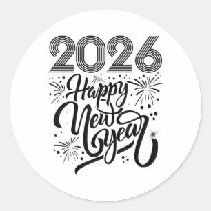 Happy New Year 2026 Fireworks _1 Classic Round Sticker