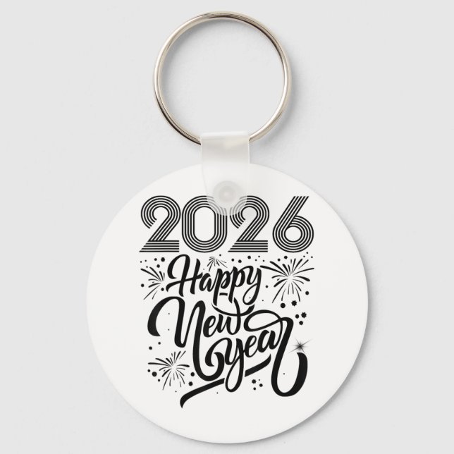 Happy New Year 2026 Fireworks _1  Key Ring (Front)