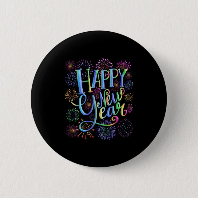 Happy New Year 2026 Fireworks  6 Cm Round Badge (Front)