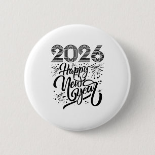Happy New Year 2026 Fireworks 6 Cm Round Badge
