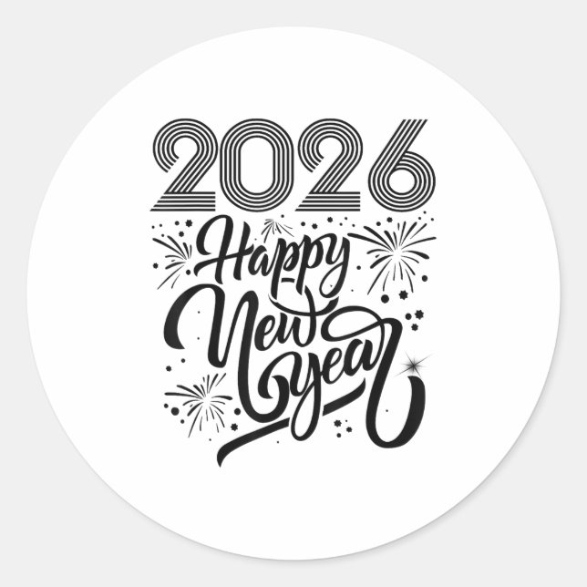 Happy New Year 2026 Fireworks  Classic Round Sticker (Front)