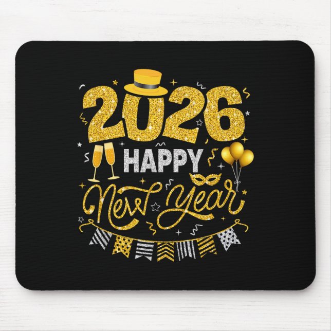 Happy New Year 2026 Fireworks Countdown New Years  Mouse Pad (Front)