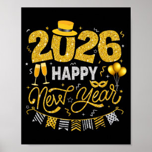 Happy New Year 2026 Fireworks Countdown New Years  Poster