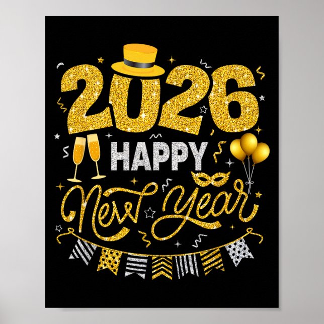 Happy New Year 2026 Fireworks Countdown New Years  Poster (Front)