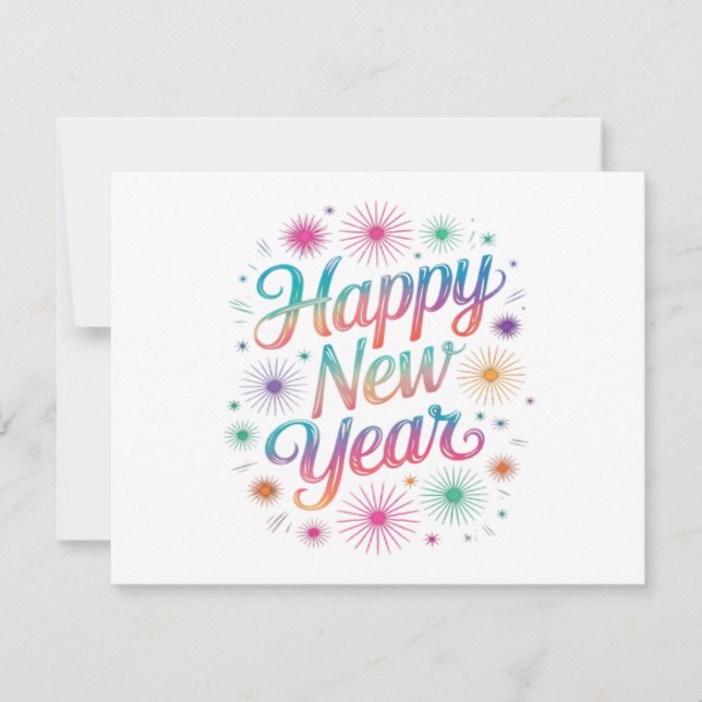 Happy New Year 2026 Fireworks Essential Invitation (Front)