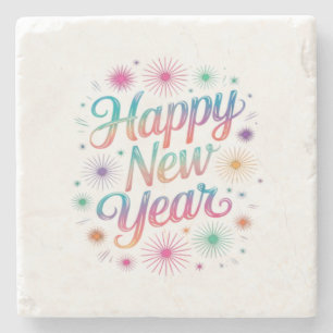 Happy New Year 2026 Fireworks Essential Stone Coaster