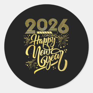 Happy New Year 2026 Fireworks Loading  Classic Round Sticker