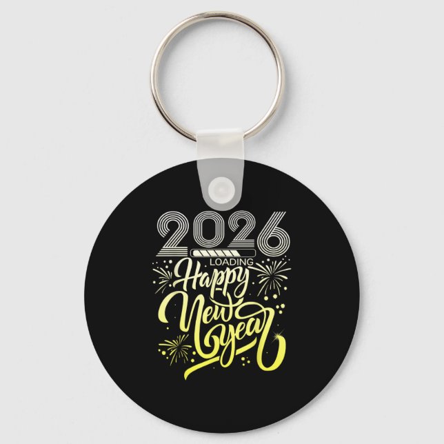 Happy New Year 2026 Fireworks Loading New Years Ev Key Ring (Front)