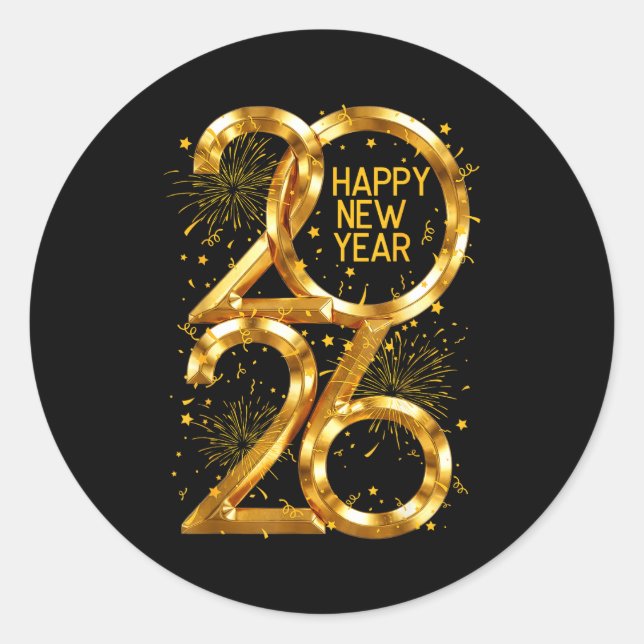 Happy New Year 2026 Fireworks New Year Eve's Nye P Classic Round Sticker (Front)