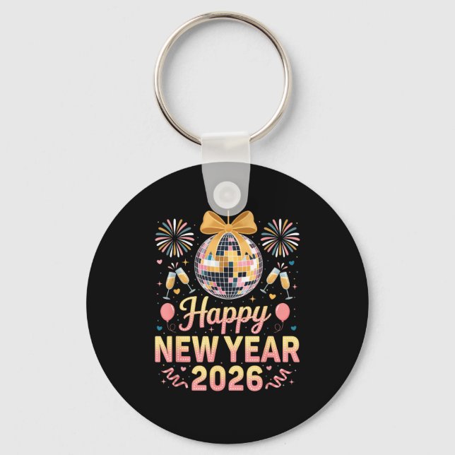 Happy New Year 2026 Fireworks New Year's Eve Party Key Ring (Front)
