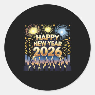 Happy New Year 2026 Fireworks Party Celebration  Classic Round Sticker