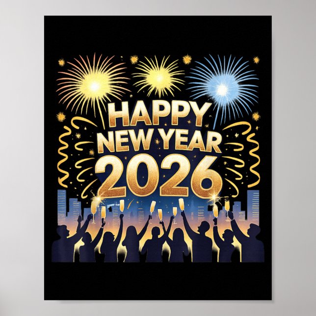 Happy New Year 2026 Fireworks Party Celebration  Poster (Front)