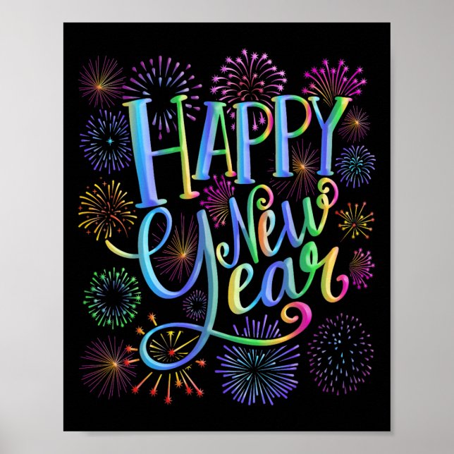 Happy New Year 2026 Fireworks  Poster (Front)