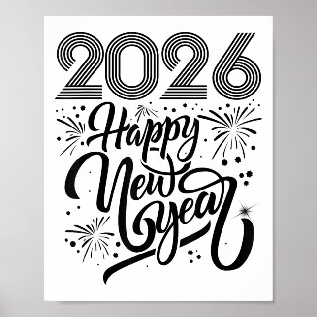Happy New Year 2026 Fireworks  Poster (Front)