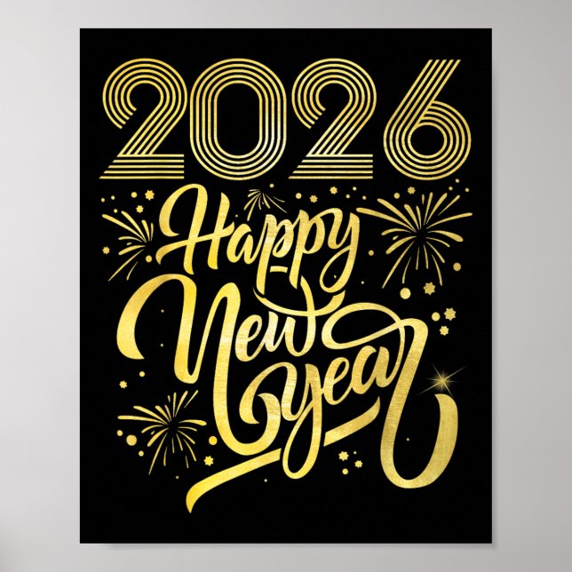 Happy New Year 2026 Fireworks  Poster (Front)