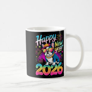 Happy New Year 2026 French Bulldog Fireworks Party Coffee Mug